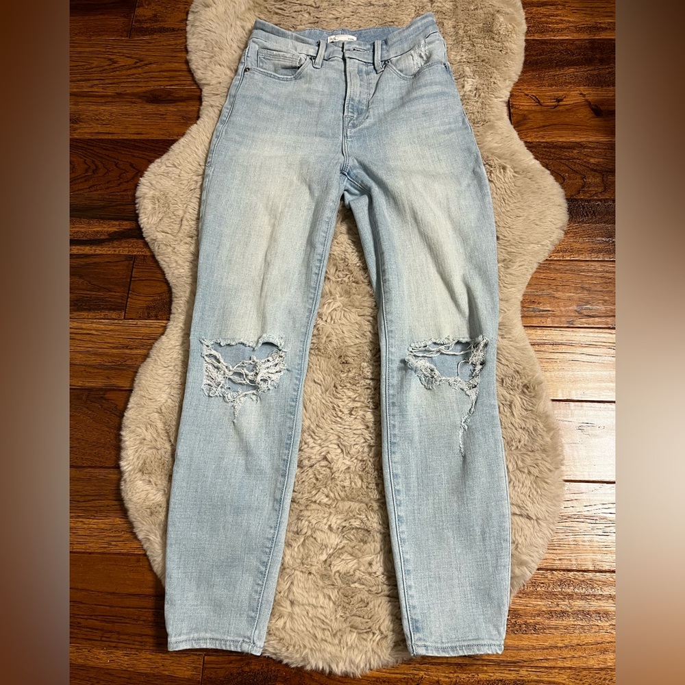 Light Blue Distressed  Good American Women's Jeans
